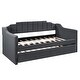 preview thumbnail 22 of 25, Twin Size Upholstered Bed Daybed with Pull-out Twin Trundle Bed, Wood Sofa Bed Frame for Kids Teens Adults Living Room