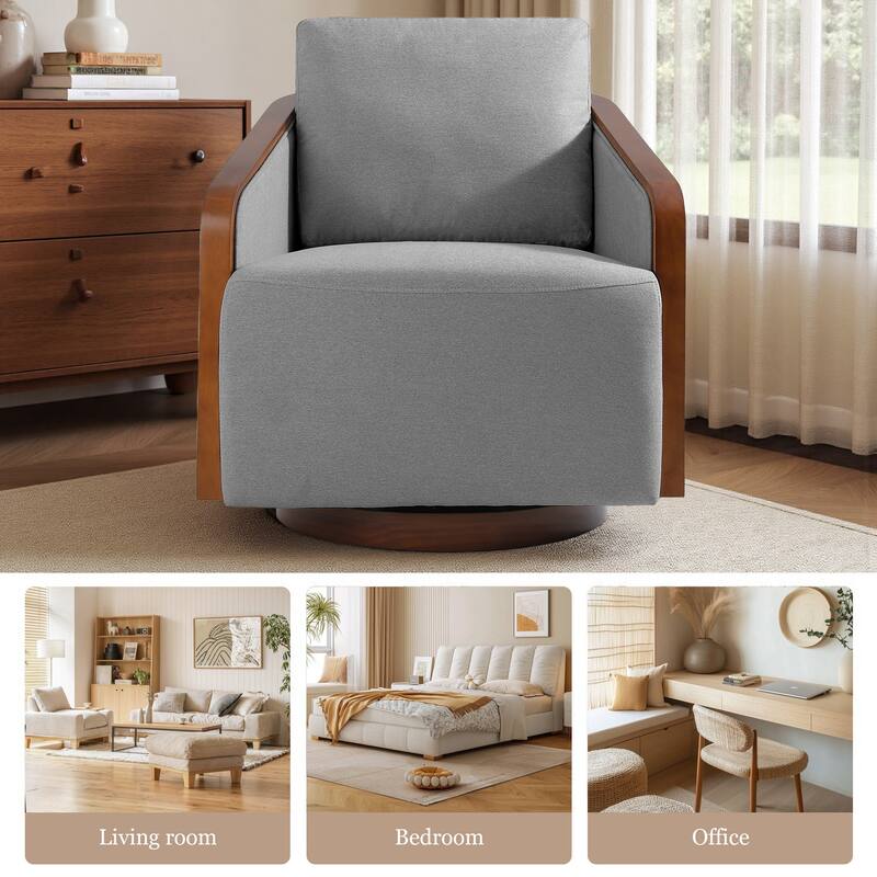 Chenille Modern 360°Swivel Barrel Chair Round Base