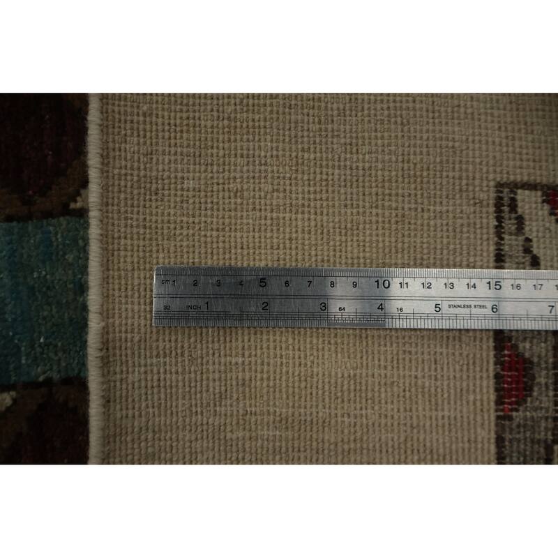 Hand Knotted Oriental 100% Wool Carpet Traditional Geometric Beige & Ivories Peshawar Area Rug - 11' 8'' X 8' 3''