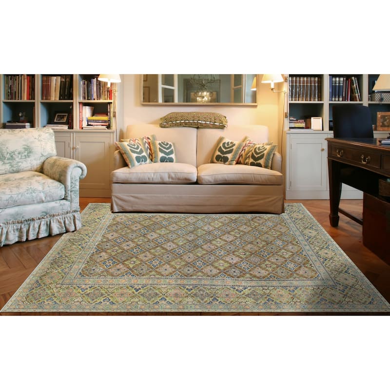 Vintage Distressed Ghotai Brown/Green Rug - 7'5" x 11'3"