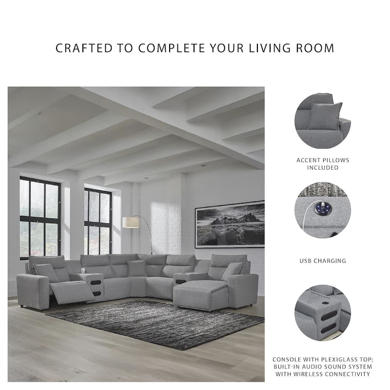 Signature Design by Ashley Modmax Gray 7-Piece Power Reclining Sectional with Chaise - 143" W x 143" D x 41" H