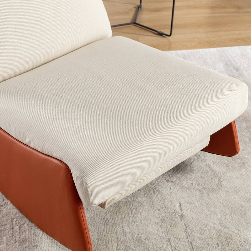 Corduroy Rocking Recliner Chair with Adjustable Back & Ottoman