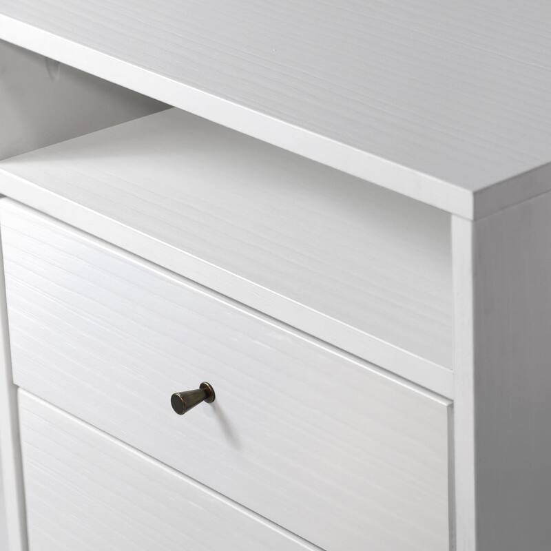 Farmhouse Rustic Mid Century 2 Drawer Nightstand