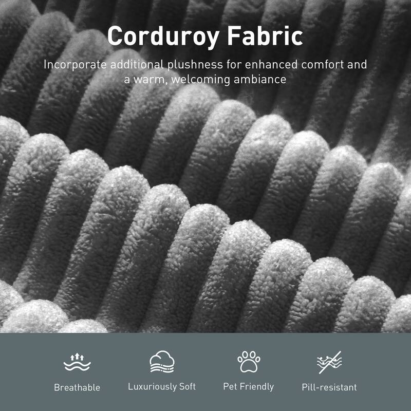 MAISON ARTS 2-Piece Chenille & Corduroy Sofa Set, Comfy 3/4/5-Seater Modular Loveseat & Armchair with Throw Pillows