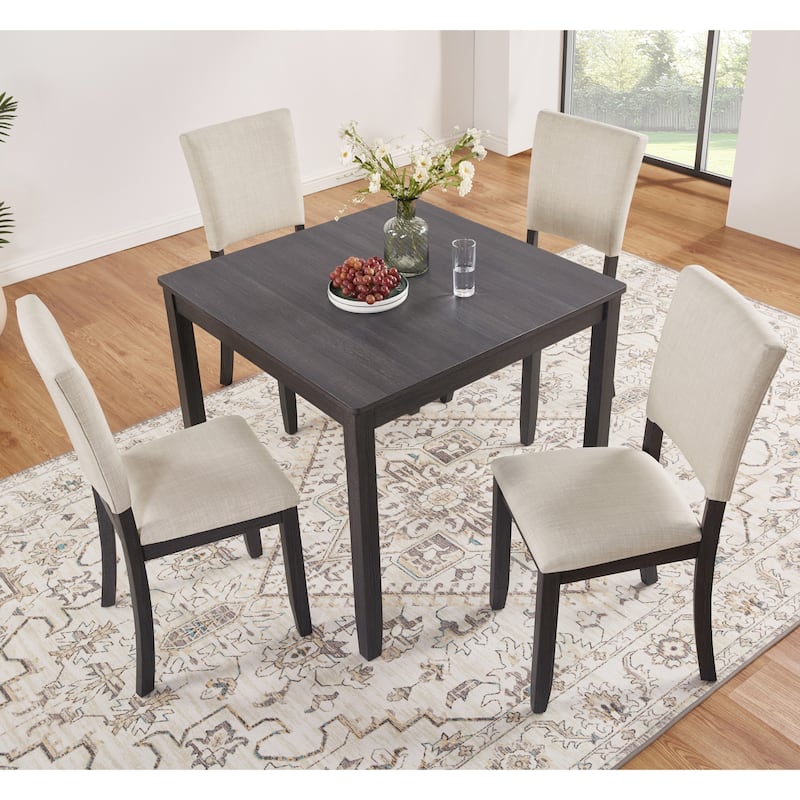 Modern 4 Person Dining Table Set with 4 Chairs, 5-piece Wooden Dining Table Set for Kitchen and Dining Room