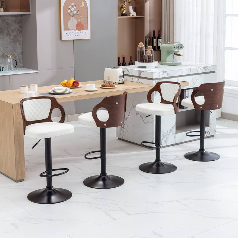 Swivel Bar Stools Set Kitchen Island Counter Height Bar Chairs Faux Leather Upholstered Armless Counter Stools