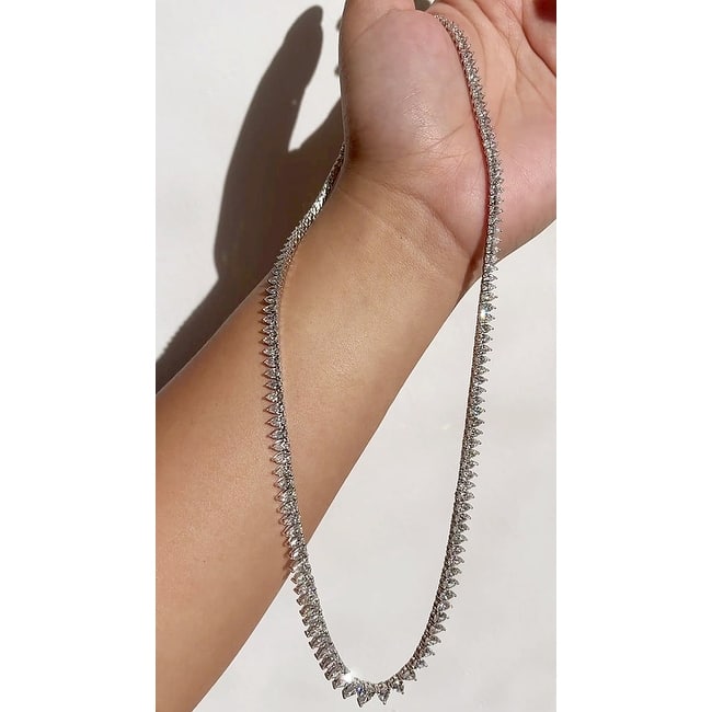 Kobelli 26 Carat Lab Grown Diamond 18k Solid White Gold Pear-Cut Tennis Eternity Necklace (EF/VS)