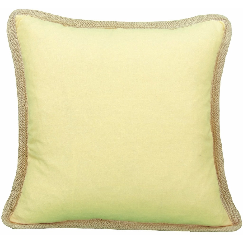 20"x20" Yellow and Beige Linen Blend Zippered Pillow