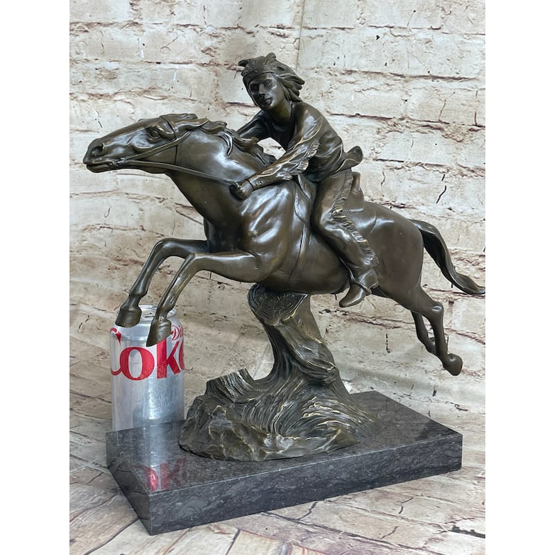 Bronze Sculpture By Antoine Bofill - Le Dernier D’Une Race - Native American On Horse