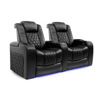 Valencia Tuscany Top Grain Nappa 11000 Leather Home Theater Seating Power Recliner Row of 2 Black