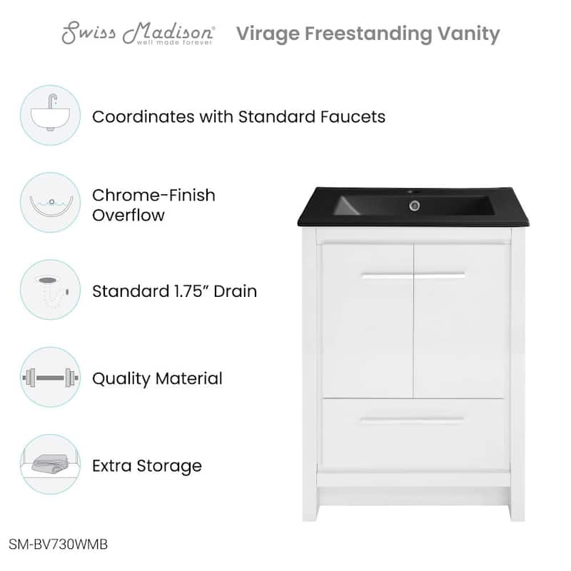 Swiss Madison SM-BV730 Virage 24" Free Standing Single Basin Vanity