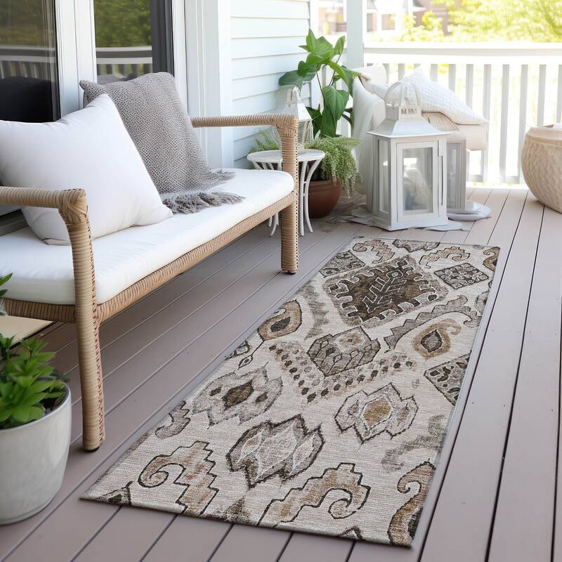 Machine Washable Indoor/ Outdoor Chantille Global Boho Rug - Brown - 2'3" x 7'6"