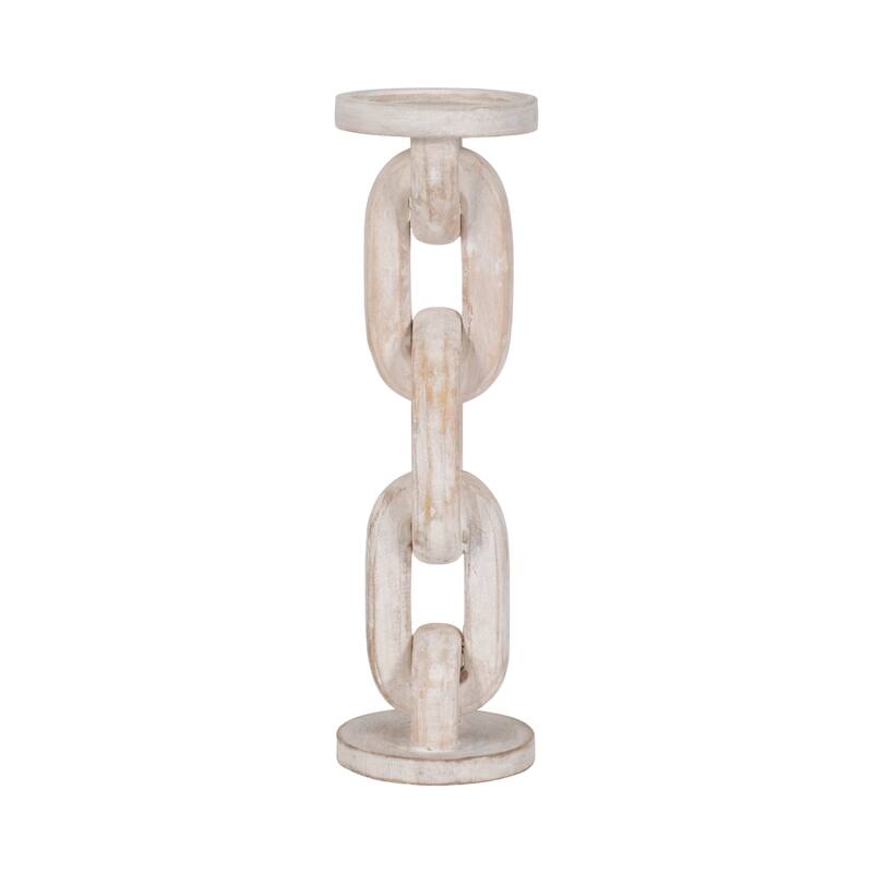 Wood Chain Link Taper Candle Holder - White, 14 in.