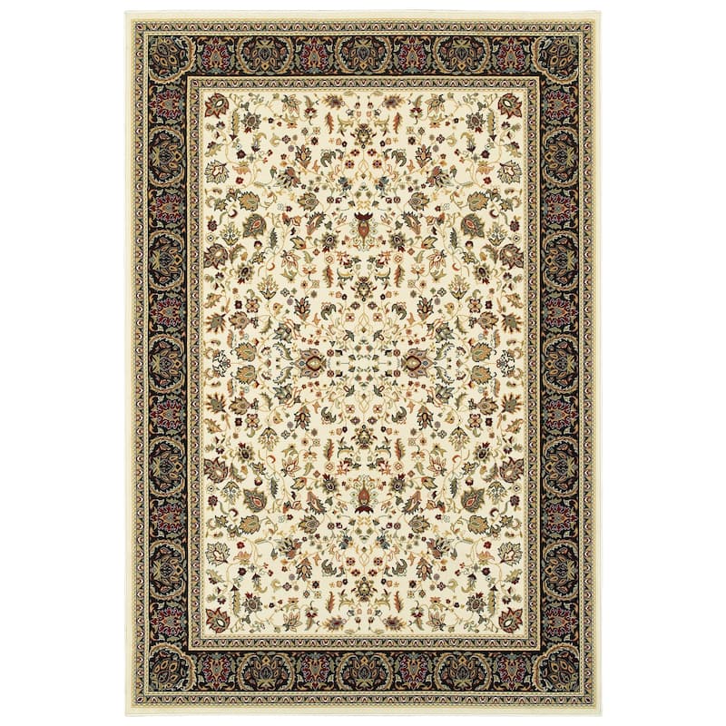 Style Haven Phillip Floral Traditions Area Rug - 5'3" x 7'6" - Cream/Black - Runner/Rectangle