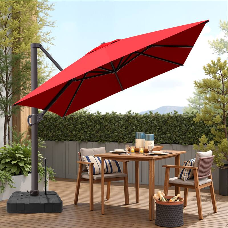 VredHom 10 x 13 Ft Outdoor Wind Vent Cantilever Patio Umbrella with Rod Base