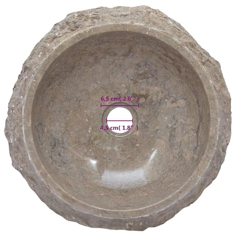 vidaXL Bathroom Basin, Ø15.7x4.7 Inches, Marble Round - 15.7"x4.7"