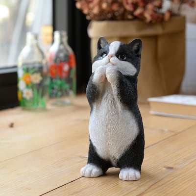 7" H Cow Cat Kitten Statue Praying