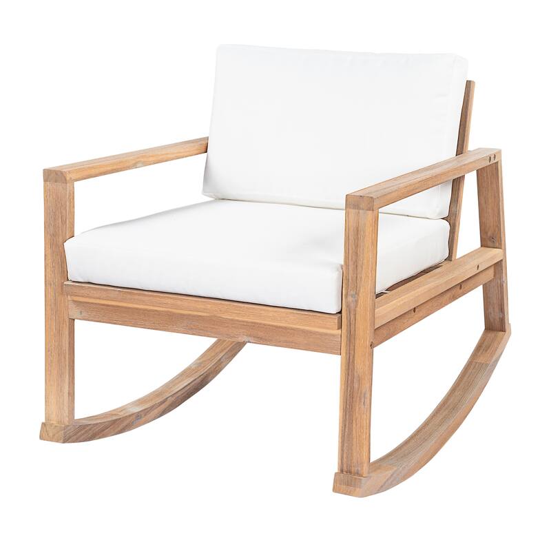 Christopher Knight Home Vaelorian Acacia Wood Outdoor Lounge Chair with Cushion