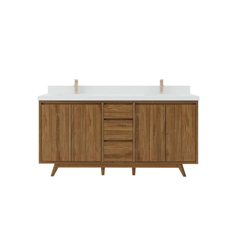 Willow Collections 72 in. W x 22 in. D s Madison Teak Double Sink Bathroom Vanity with Countertop