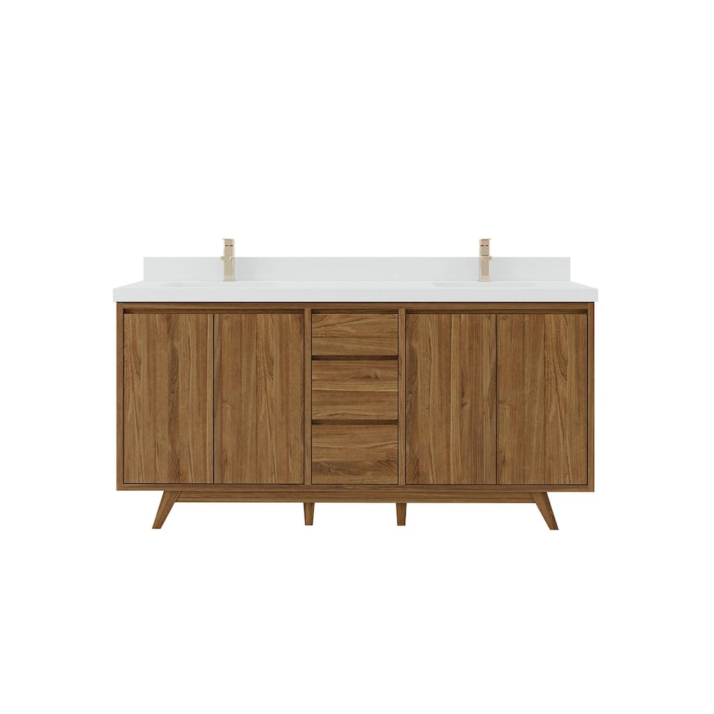 Willow Collections 72 in. W x 22 in. D s Madison Teak Double Sink Bathroom Vanity with Countertop
