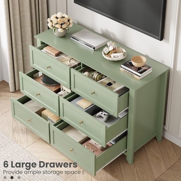 green metal dresser 6 Drawer for Bedroom, Large Dresser with Deep Drawers & Knobs ikea nikkeby dresser