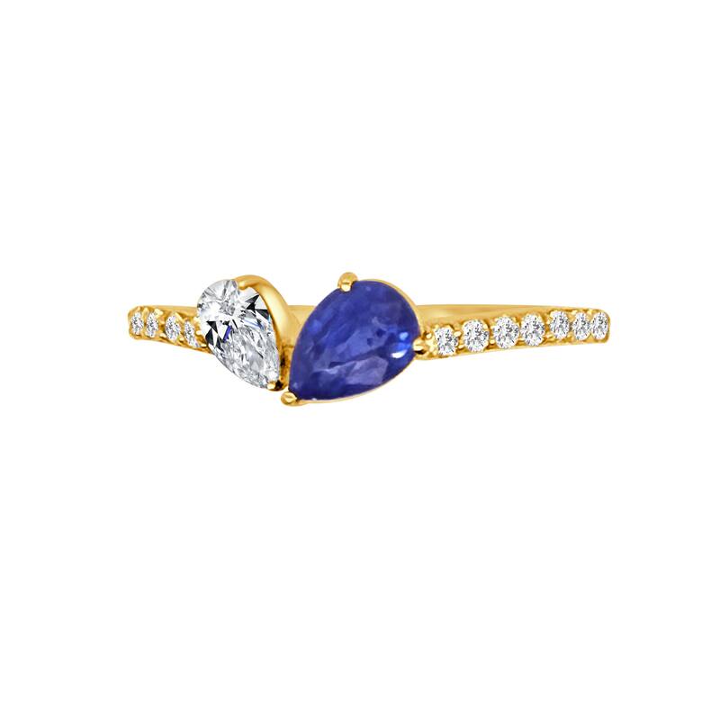 Auriya 14k Gold Lab Grown Sapphire and Diamond Toi et Moi Engagement Ring 0.31 ct. tw. (F-G, VS)