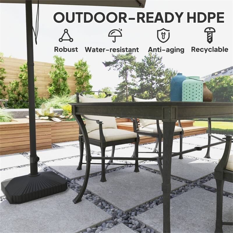 HDPE Garden Parasol Base for Umbrellas Up to 7.2 Foot Lightweight Portable Sand or Water Fillable - 17.7" L x 17.7" W x 11.8" H