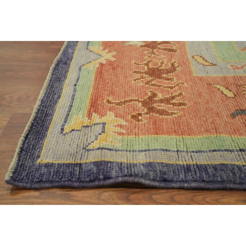 Vegetable Dye Wool Oushak Turkish Area Rug, Geometric Carpet - 12' 8'' X 10' 1''