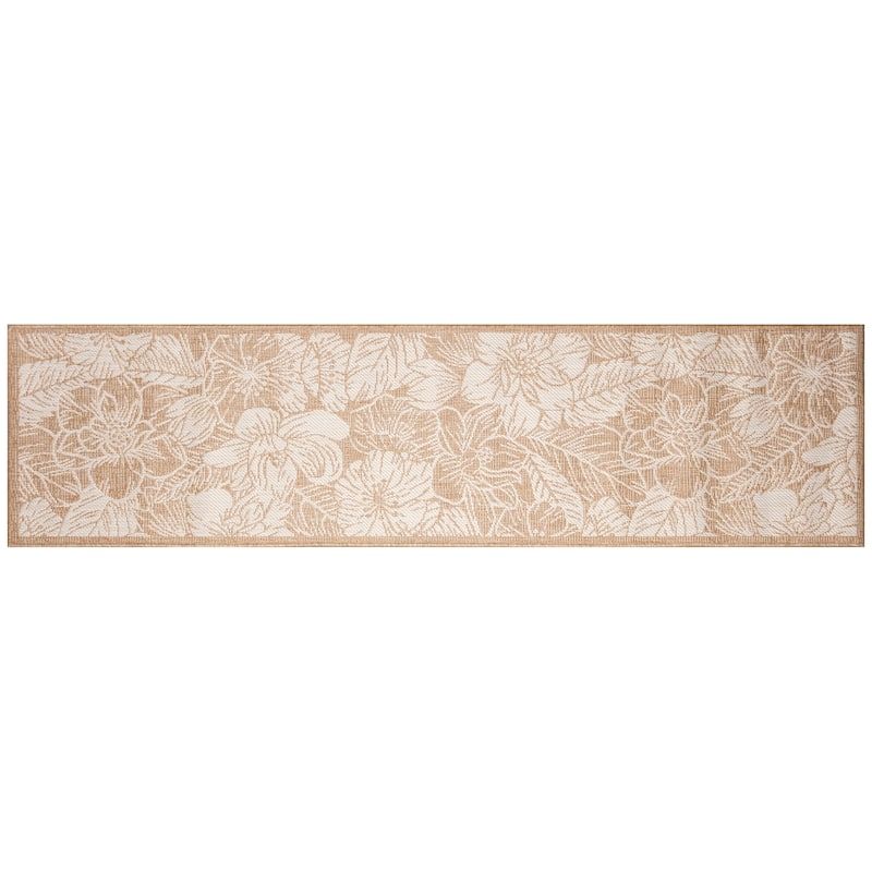 Liora Manne Carmel Botanical Indoor/Outdoor Rug - 1'11" x 7'6" - 1'11" x 7'6"/Sand