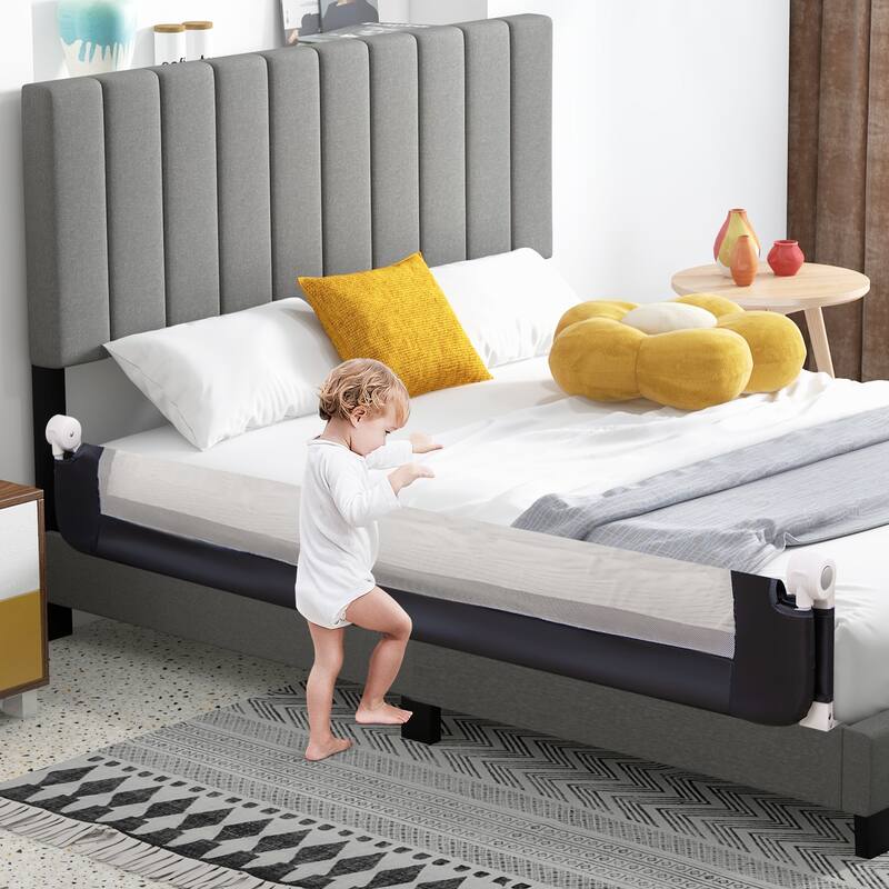 Gymax 2PCS 71'' Toddler Foldable Bed Rail w/ Adjustable Safety Strap