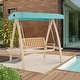 preview thumbnail 12 of 21, MCombo 2-Person Patio Swing Chair, Luxury Outdoor Swing with Wooden Finish Coated Seat, Poolside 4458 - N/A