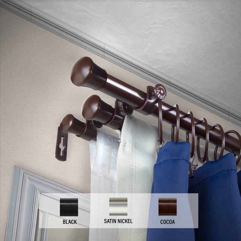 InStyleDesign End Cap 13/16" Triple Curtain Rod - 48 to 84 inches - Cocoa