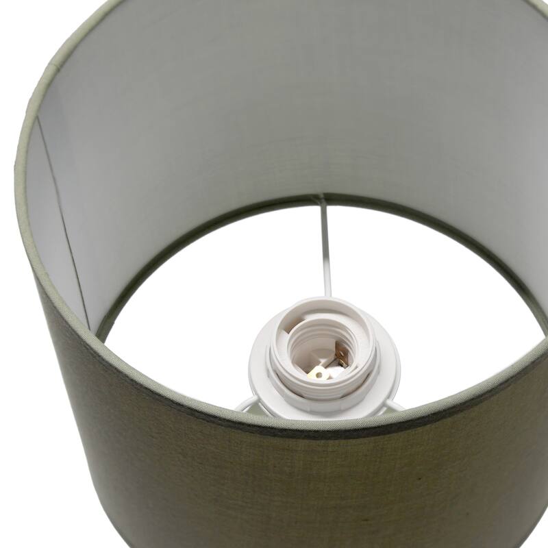 Vertical Grooved Ceramic Table Lamp with Drum Shade - 16" - Olive Green