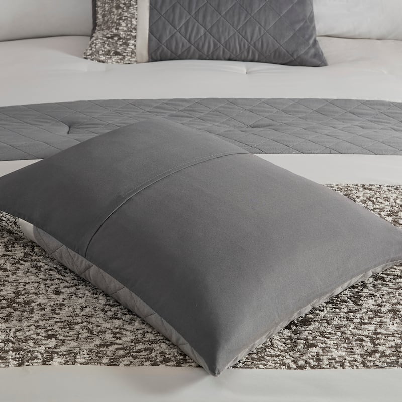 GDF Studio - Valen Textured Jacquard Stripe 5-Piece Comforter Set with Decorative Throw Pillows