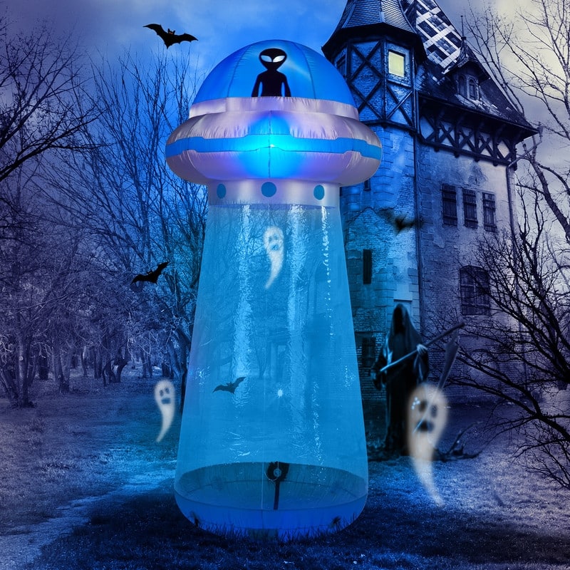 106 in. Halloween UFO Inflatable Yard Decor - Black