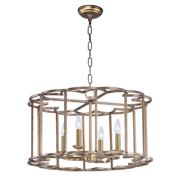 slide 2 of 4, Helix 4-light 24" Wide Steel Chandelier - bronze fusion bronze fusion