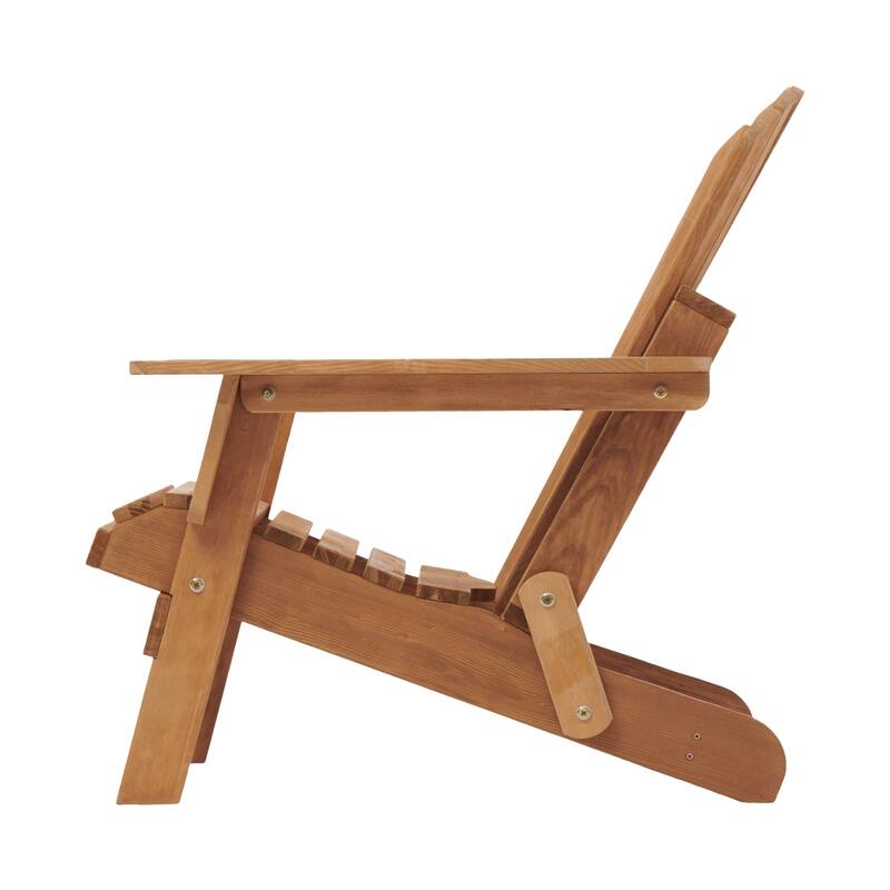 Oversize Wooden Outdoor Folding Adirondack Chair with Pre-Assembled BackRest & SeatBoard, Wood Patio Chair