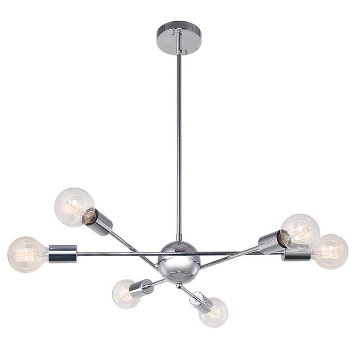 6-Light Modern Metal Sputnik Mobile Chandelier