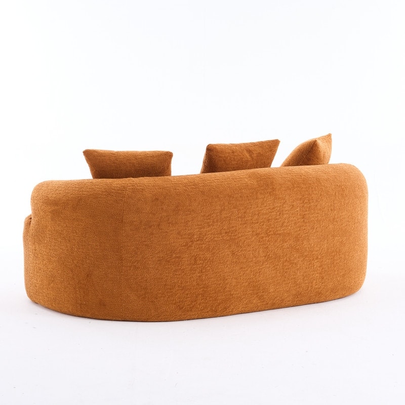 Curved Loveseat Full Compression Sponge Sofa, Chenille Fabric