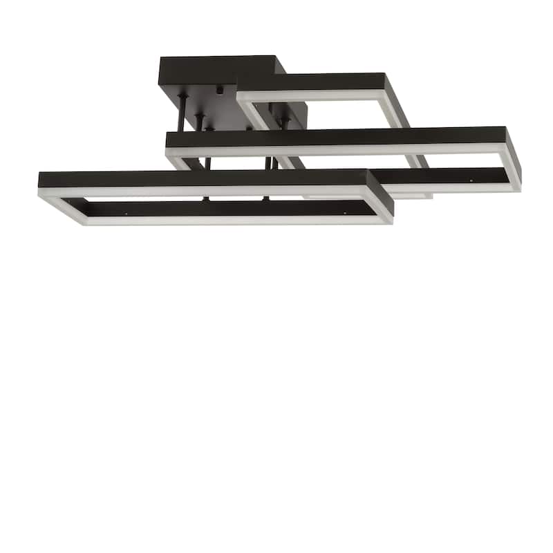 Loop 28" Geometric Integrated LED Metal Flush Mount, Black by JONATHAN Y