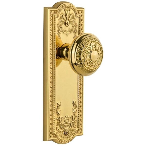 Grandeur PARWIN_PSG_234 Parthenon Solid Brass Rose Passage Door Knob Set with Windsor Door Knob Set and 2-3/4" Backset