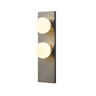 2-Light Black Wall Sconce With White Glass Shades