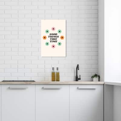 Wynwood Studio Canvas Typography and Quotes Good Things Take Time Floral Green Modern & Contemporary Wall Art Canvas Print