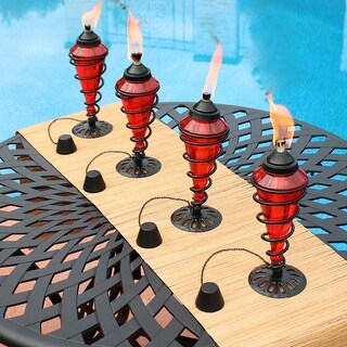 Sunnydaze Red Glass Outdoor Tabletop Torches - Fiberglass Wicks - Set ...