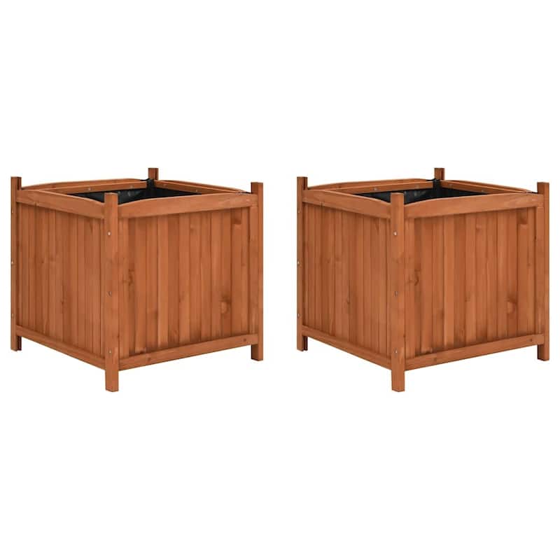 vidaXL Raised Bed Set of 2 Brown Firwood with water-based paint Large - 19.7"x19.7"x19.7"