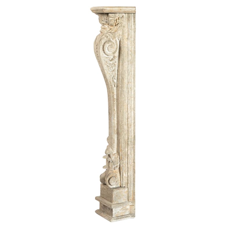 Ornate Decorative Fireplace Mantel, Distressed Black