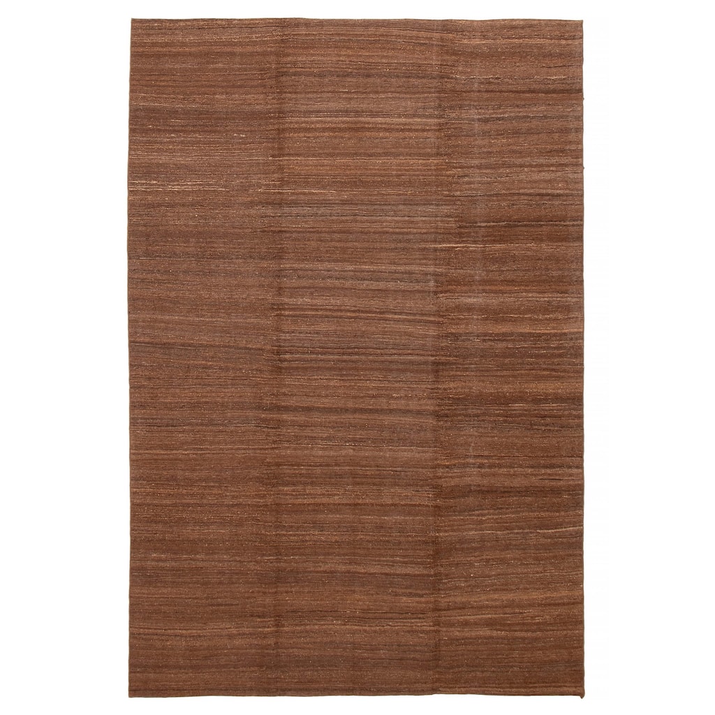 ECARPETGALLERY Flat-Weave Ankara FW Brown Wool Kilim - 6'11 x 10'2