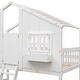 preview thumbnail 8 of 7, Twin over Twin House Bunk Bed with Roof Window Door with Safety Guardrails and Ladder, Natural/White