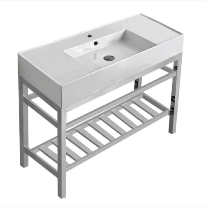 Nameeks Scarabeo 5124-CON2-One Hole Teorema 2 40" Rectangular Ceramic - White