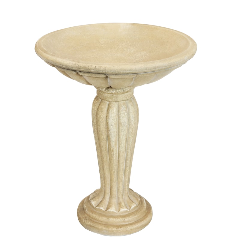 Sunnydaze Grecian Garden Reinforced Concrete Bird Bath - 20.25" H